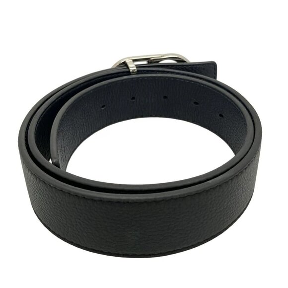 Auth DIOR/ChristianDior - 4371PLTAMH16Q100 Black Silver Leather Hardware Belt - Picture 3 of 5